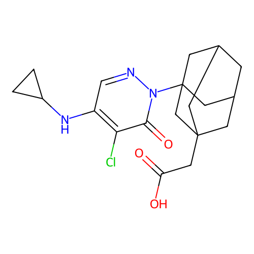 2-[3-[5-chloro-4-(cyclopropylamino)-6-oxo-pyridazin-1-yl]-1-adamantyl]acetic Acid structure