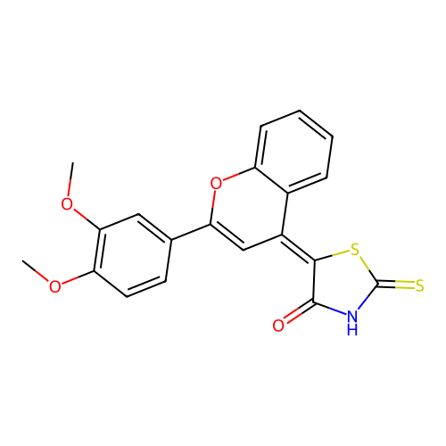 (5Z)-5-[2-(3,4-dimethoxyphenyl)-4H-chromen-4-ylidene]-2-thioxo-1,3-thiazolidin-4-one structure