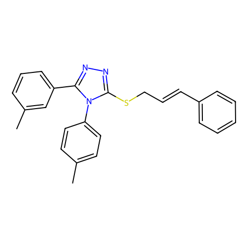 3-(cinnamylthio)-5-(m-tolyl)-4-(p-tolyl)-4H-1,2,4-triazole structure