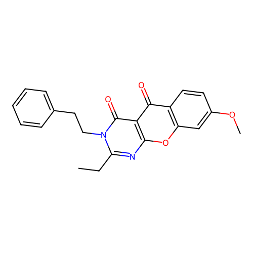 2-ethyl-8-methoxy-3-phenethyl-3H-chromeno[2,3-d]pyrimidine-4,5-dione structure