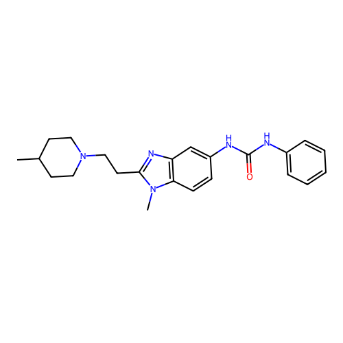 1-(1-methyl-2-(2-(4-methylpiperidin-1-yl)ethyl)-1H-benzo[d]imidazol-5-yl)-3-phenylurea structure