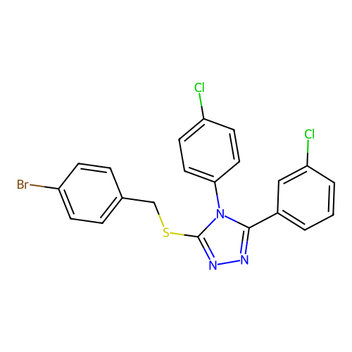 3-[(4-bromophenyl)methylsulfanyl]-5-(3-chlorophenyl)-4-(4-chlorophenyl)-1,2,4-triazole structure