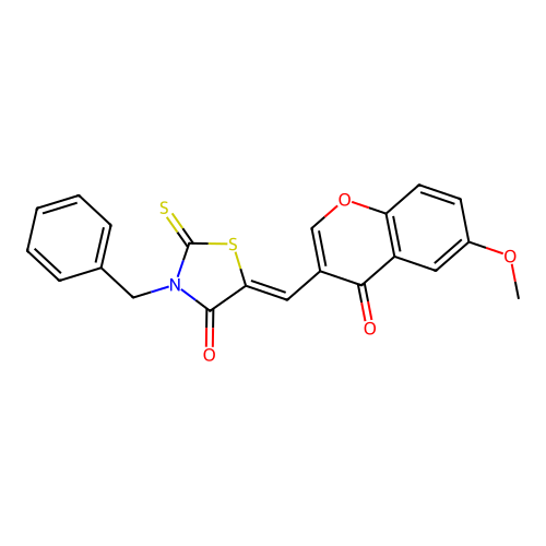 (Z)-3-benzyl-5-((6-methoxy-4-oxo-4H-chromen-3-yl)methylene)-2-thioxothiazolidin-4-one structure