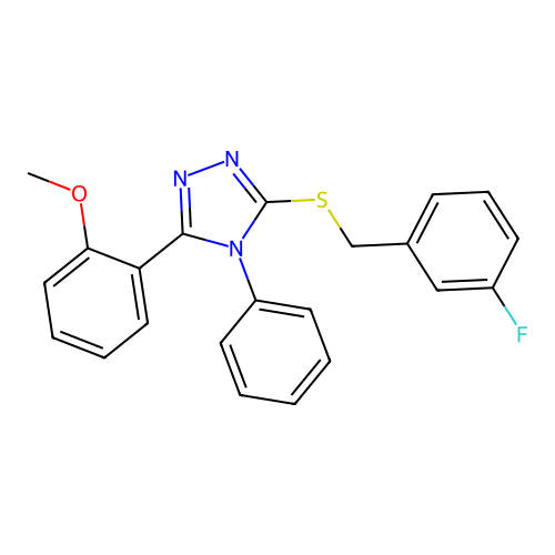 3-[(3-fluorobenzyl)sulfanyl]-5-(2-methoxyphenyl)-4-phenyl-4H-1,2,4-triazole structure