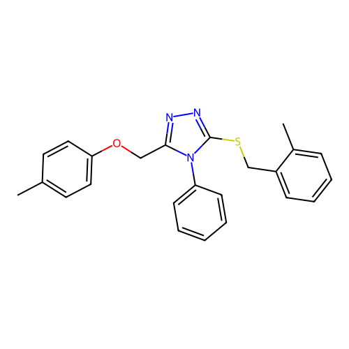 3-[(4-methylphenoxy)methyl]-5-[(2-methylphenyl)methylsulfanyl]-4-phenyl-1,2,4-triazole structure