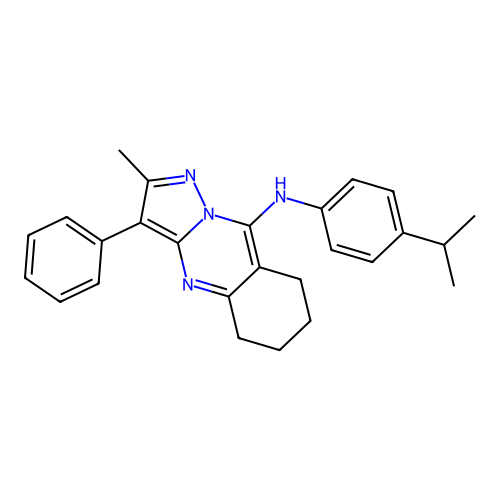 2-methyl-3-phenyl-N-[4-(propan-2-yl)phenyl]-5,6,7,8-tetrahydropyrazolo[5,1-b]quinazolin-9-amine structure