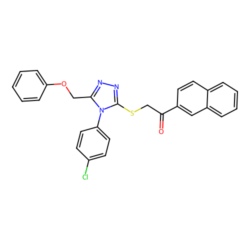 2-((4-(4-chlorophenyl)-5-(phenoxymethyl)-4H-1,2,4-triazol-3-yl)thio)-1-(naphthalen-2-yl)ethanone structure