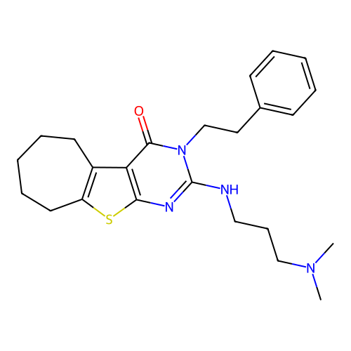 2-(3-Dimethylamino-propylamino)-3-phenethyl-3,5,6,7,8,9-hexahydro-10-thia-1,3-diaza-benzo[a]azulen -4-one structure