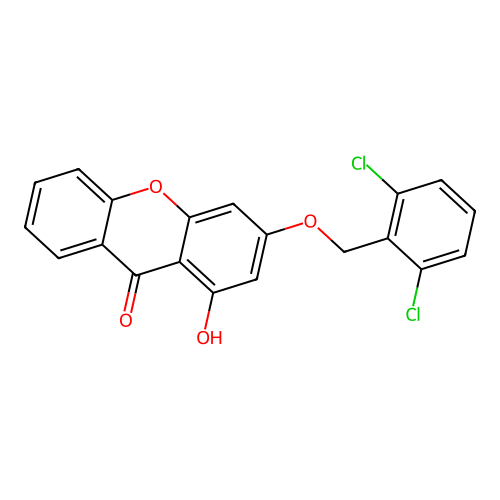 3-[(2,6-dichlorobenzyl)oxy]-1-hydroxy-9H-xanthen-9-one structure
