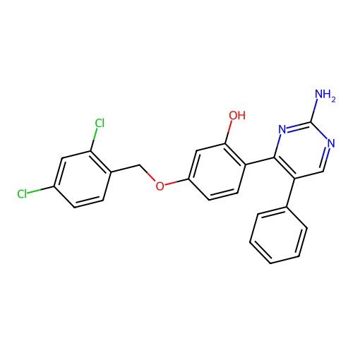 2-(2-Amino-5-phenylpyrimidin-4-yl)-5-[(2,4-dichlorophenyl)methoxy]phenol structure