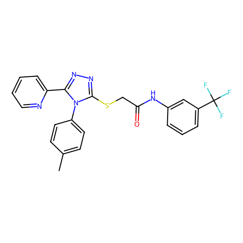 2-{[4-(4-methylphenyl)-5-(pyridin-2-yl)-4H-1,2,4-triazol-3-yl]sulfanyl}-N-[3-(trifluoromethyl)phenyl]acetamide structure