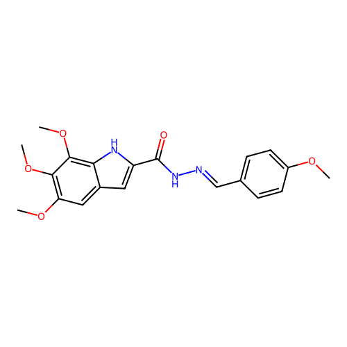 (E)-5,6,7-trimethoxy-N'-(4-methoxybenzylidene)-1H-indole-2-carbohydrazide structure