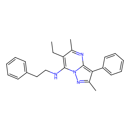 6-ethyl-2,5-dimethyl-N-phenethyl-3-phenylpyrazolo[1,5-a]pyrimidin-7-amine structure