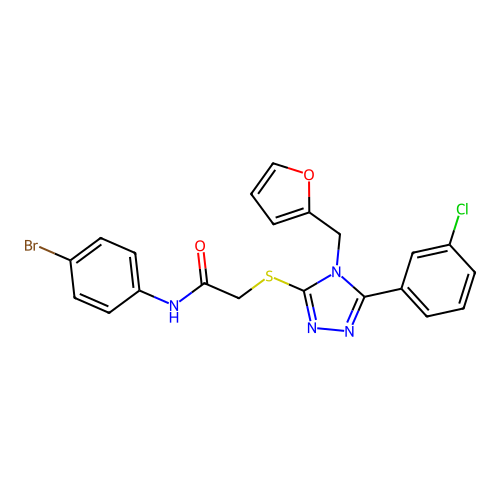 N-(4-bromophenyl)-2-{[5-(3-chlorophenyl)-4-(furan-2-ylmethyl)-4H-1,2,4-triazol-3-yl]sulfanyl}acetamide structure