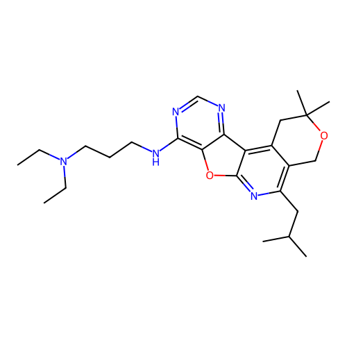 N'-[2,2-dimethyl-5-(2-methylpropyl)-1,4-dihydro-2H-pyrano[4'',3'':4',5']pyrido[3',2':4,5]furo[3,2-d]pyrimidin-8-yl]-N,N-diethylpropane-1,3-diamine structure