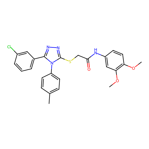 2-{[5-(3-chlorophenyl)-4-(4-methylphenyl)-4H-1,2,4-triazol-3-yl]sulfanyl}-N-(3,4-dimethoxyphenyl)acetamide structure