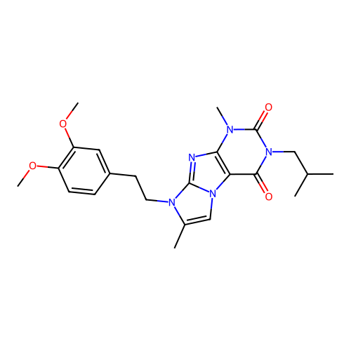 8-(3,4-dimethoxyphenethyl)-3-isobutyl-1,7-dimethyl-1H-imidazo[2,1-f]purine-2,4(3H,8H)-dione structure