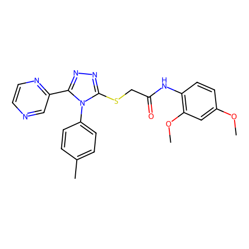 N-(2,4-dimethoxyphenyl)-2-{[4-(4-methylphenyl)-5-(pyrazin-2-yl)-4H-1,2,4-triazol-3-yl]sulfanyl}acetamide structure