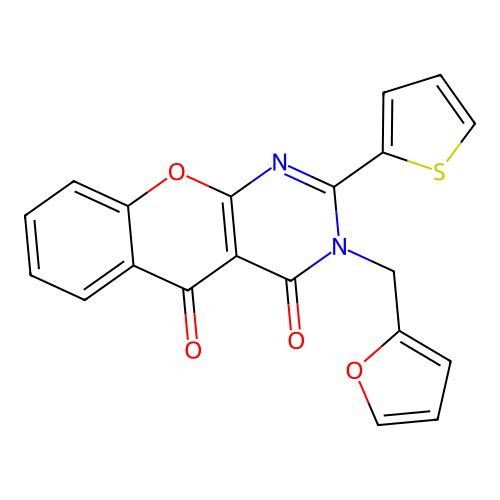 3-(furan-2-ylmethyl)-2-thiophen-2-ylchromeno[2,3-d]pyrimidine-4,5-dione structure