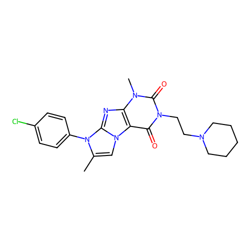6-(4-chlorophenyl)-4,7-dimethyl-2-(2-piperidin-1-ylethyl)purino[7,8-a]imidazole-1,3-dione structure