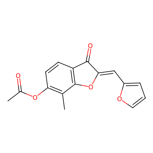 (Z)-2-(furan-2-ylmethylene)-7-methyl-3-oxo-2,3-dihydrobenzofuran-6-yl acetate structure
