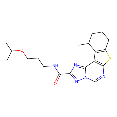 11-methyl-N-[3-(propan-2-yloxy)propyl]-8,9,10,11-tetrahydro[1]benzothieno[3,2-e][1,2,4]triazolo[1,5-c]pyrimidine-2-carboxamide structure