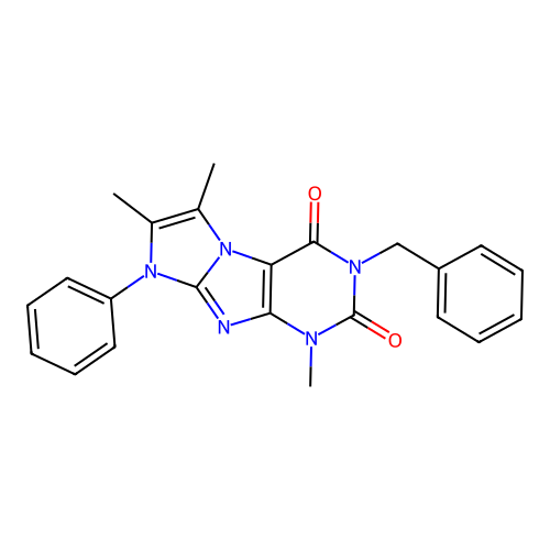 3-benzyl-1,6,7-trimethyl-8-phenyl-1H-imidazo[2,1-f]purine-2,4(3H,8H)-dione structure