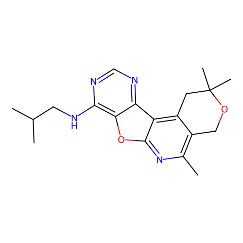 2,2,5-trimethyl-N-(2-methylpropyl)-1,4-dihydro-2H-pyrano[4'',3'':4',5']pyrido[3',2':4,5]furo[3,2-d]pyrimidin-8-amine structure