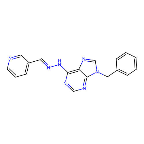 9-benzyl-N-[(E)-pyridin-3-ylmethylideneamino]purin-6-amine structure