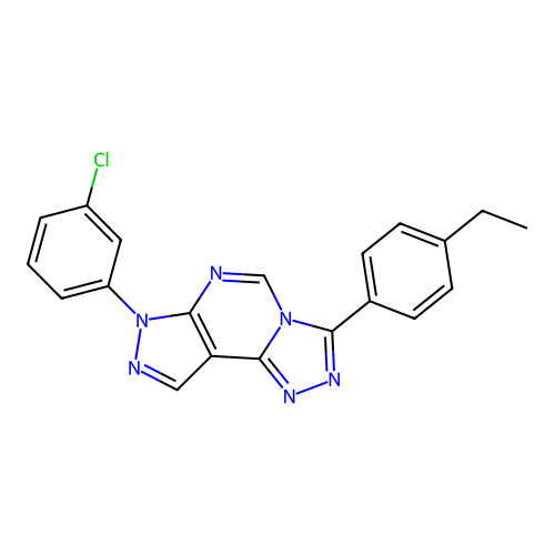 7-(3-chlorophenyl)-3-(4-ethylphenyl)-7H-pyrazolo[4,3-e][1,2,4]triazolo[4,3-c]pyrimidine structure