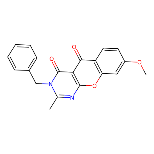 3-benzyl-8-methoxy-2-methyl-4H-chromeno[2,3-d]pyrimidine-4,5(3H)-dione structure