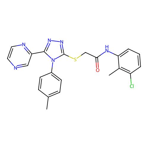 N-(3-chloro-2-methylphenyl)-2-{[4-(4-methylphenyl)-5-(pyrazin-2-yl)-4H-1,2,4-triazol-3-yl]sulfanyl}acetamide structure
