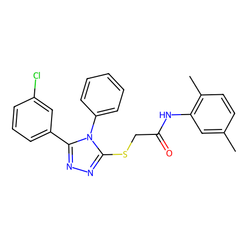 2-[[5-(3-chlorophenyl)-4-phenyl-1,2,4-triazol-3-yl]sulfanyl]-N-(2,5-dimethylphenyl)acetamide structure
