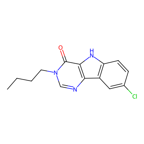 3-butyl-8-chloro-3,5-dihydro-4H-pyrimido[5,4-b]indol-4-one structure