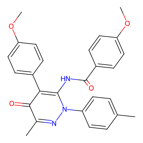 4-methoxy-N-(4-(4-methoxyphenyl)-6-methyl-5-oxo-2-(p-tolyl)-2,5-dihydropyridazin-3-yl)benzamide structure