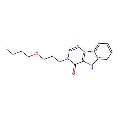 3-(3-butoxypropyl)-3,5-dihydro-4H-pyrimido[5,4-b]indol-4-one structure