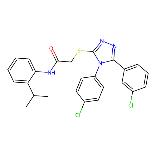 2-{[5-(3-chlorophenyl)-4-(4-chlorophenyl)-4H-1,2,4-triazol-3-yl]sulfanyl}-N-[2-(propan-2-yl)phenyl]acetamide structure