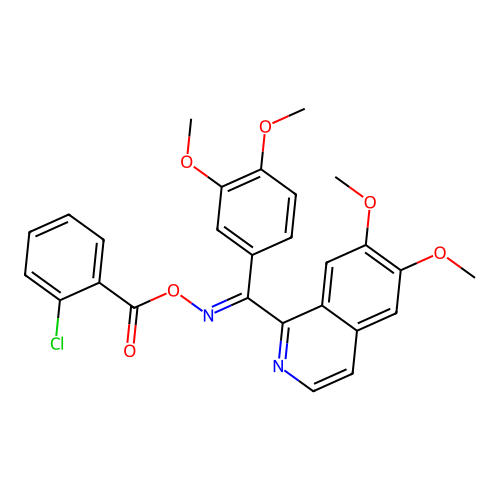 (2-chlorophenyl)({[(E)-(6,7-dimethoxyisoquinolin-1-yl)(3,4-dimethoxyphenyl)methylidene]amino}oxy)methanone structure