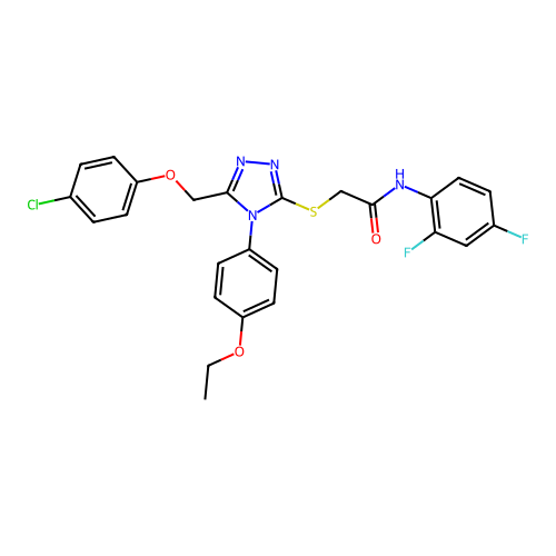 2-((5-((4-chlorophenoxy)methyl)-4-(4-ethoxyphenyl)-4H-1,2,4-triazol-3-yl)thio)-N-(2,4-difluorophenyl)acetamide structure