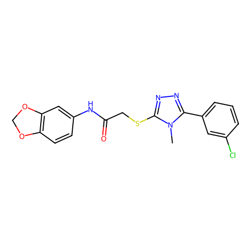 N-(1,3-benzodioxol-5-yl)-2-[[5-(3-chlorophenyl)-4-methyl-1,2,4-triazol-3-yl]sulfanyl]acetamide structure