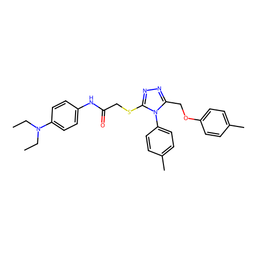 N-(4-(diethylamino)phenyl)-2-((4-(p-tolyl)-5-((p-tolyloxy)methyl)-4H-1,2,4-triazol-3-yl)thio)acetamide structure