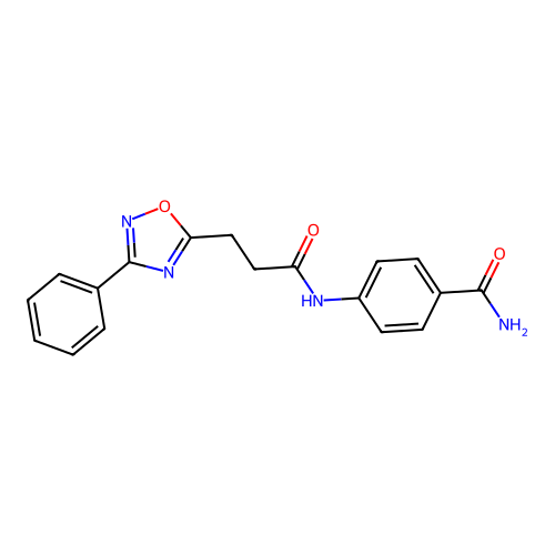 4-(3-(3-Phenyl-1,2,4-oxadiazol-5-yl)propanamido)benzamide structure