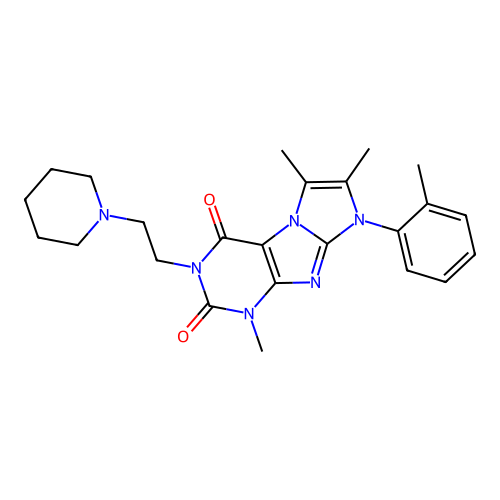 1,6,7-trimethyl-3-(2-(piperidin-1-yl)ethyl)-8-(o-tolyl)-1H-imidazo[2,1-f]purine-2,4(3H,8H)-dione structure
