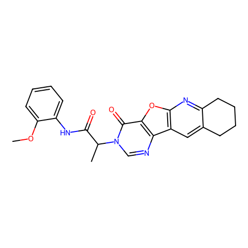 N-(2-methoxyphenyl)-2-(4-oxo-7,8,9,10-tetrahydropyrimido[4',5':4,5]furo[2,3-b]quinolin-3(4H)-yl)propanamide structure