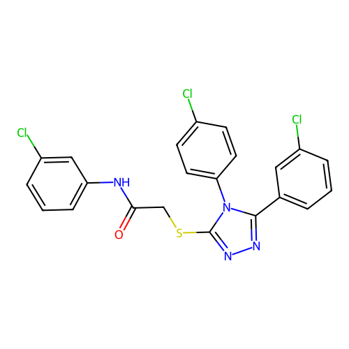 N-(3-chlorophenyl)-2-[[5-(3-chlorophenyl)-4-(4-chlorophenyl)-1,2,4-triazol-3-yl]sulfanyl]acetamide structure