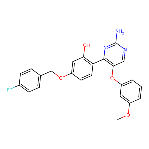 2-(2-Amino-5-(3-methoxyphenoxy)pyrimidin-4-yl)-5-((4-fluorobenzyl)oxy)phenol structure