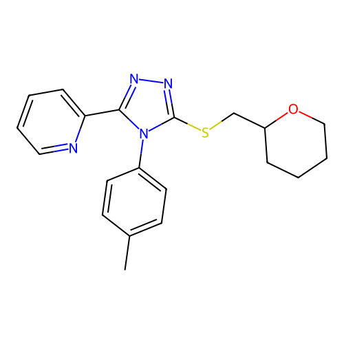 2-[4-(4-methylphenyl)-5-(oxan-2-ylmethylsulfanyl)-1,2,4-triazol-3-yl]pyridine structure