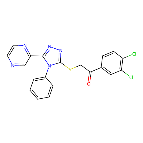1-(3,4-dichlorophenyl)-2-[(4-phenyl-5-pyrazin-2-yl-1,2,4-triazol-3-yl)sulfanyl]ethanone structure