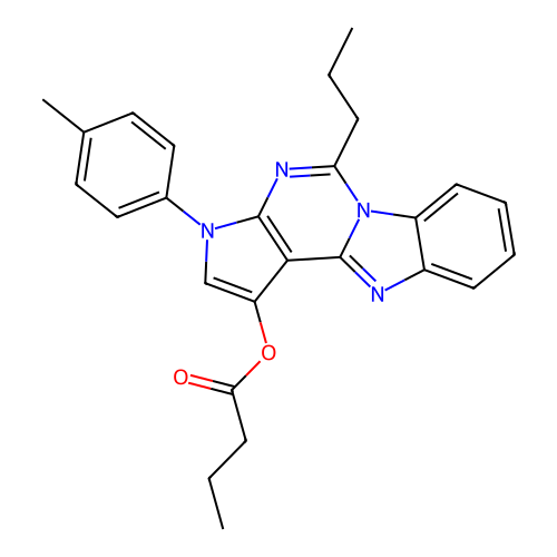 5-propyl-3-(p-tolyl)-3H-benzo[4,5]imidazo[1,2-c]pyrrolo[3,2-e]pyrimidin-1-yl butyrate structure