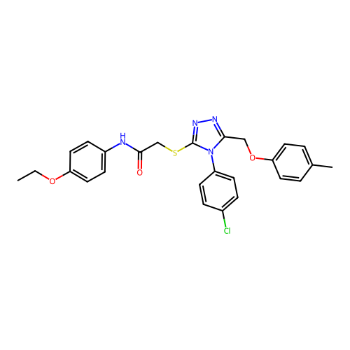 2-((4-(4-chlorophenyl)-5-((p-tolyloxy)methyl)-4H-1,2,4-triazol-3-yl)thio)-N-(4-ethoxyphenyl)acetamide structure